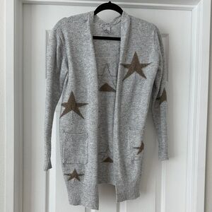 Sweet Romeo Heather Gray Cardigan with Brown Stars